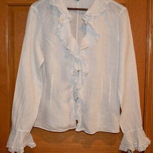 Ralph Lauren women ruffle trim long sleeve blouse